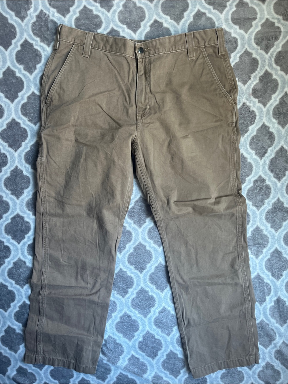 Carhartt Men's Size 36x30 Relaxed Fit Brown Casual Canvas Work Cargo Duck Pants